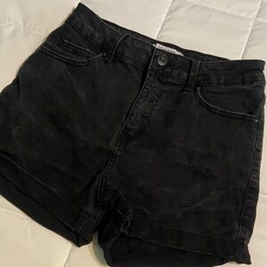 Black Women's Denim Shorts - Classic High-Rise